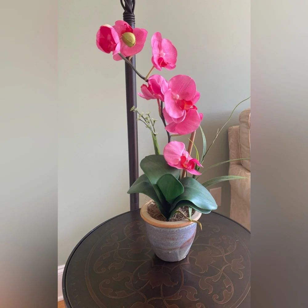 Tabletop Artificial Pink Orchid plant 19x12x9 Inches. - Picture 2 of 2